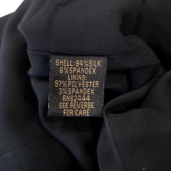 VTG Lace Silk Black Dress Sz4 28W Y2K 90s Knee Cocktail LBD Low Back Witchy Goth - Picture 14 of 15